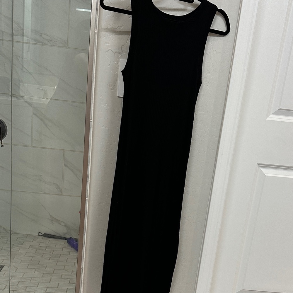 Banana Republic black midi ribbed sweater dress